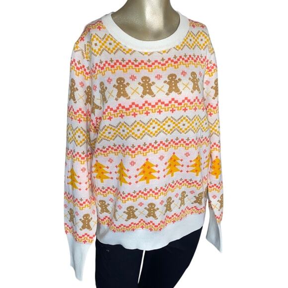 ANDREE Sweater Women Medium Wool Crew Neck Gingerbread Holiday Christmas - Picture 1 of 7